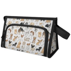 Large Capacity Pencil Case Pouch, Colorful Multi Puppys Portable Zipper Pencil Cases Pencil Bag Office Stationery Bag Makeup Bag Desk Organizer for Women Men