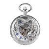 TREEWETO Mens Antique Skeleton Mechanical Silver Pocket Watch Dragon Hollow
