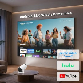 WellSonic Mini Projector Support 4K, Portable Projector with WIFI6 and 5.2 Bluetooth for Home Outdoor Movie, Automatic Keystone Correction, 180° Rotatable, Compatible with HDMI USB PC Laptop HY300Pro+