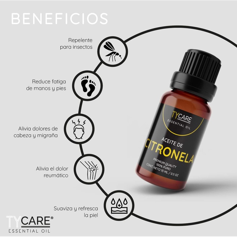 Aceite Esencial de Citronela (Cymbopogon Nardus) - 100% PURO PREMIUM
