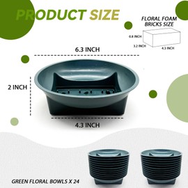 Estleys 24 Pcs Floral Supplies Green Bowls for Flower Arrangements, Floral Arrangements Bowls, Florist Decorative Bowls for Holiday Wedding Fresh Flower Decoration Supplies