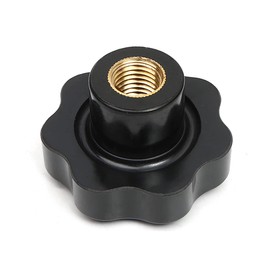 ASFINS M6 Star Screw, 12 Pieces M6 Star Grip Nut Clamping Button, Internal Thread Plastic Thread Through Hole Star Head for Machine Tools, Black, 32 mm x M6