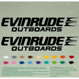 Pair of Evinrude Outboards Decals Vinyl Stickers Boat Outboard Motor Lot of 2 (12 inch, Black 070)