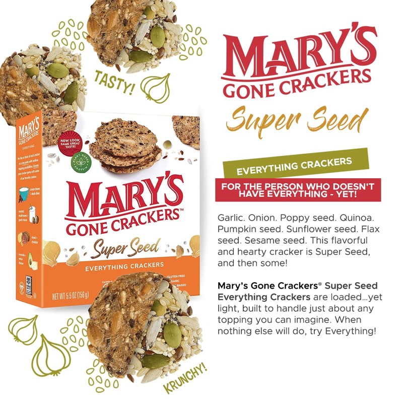Mary's Gone Crackers Super Seed Crackers, Organic Plant Based Protein,