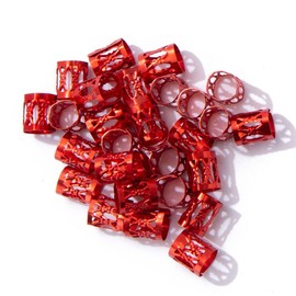 100pcs Hair Jewelry for Women Braids Beads Hair Decorations Aluminum Rings Clips Adjustable Metal Cuffs Braiding Hair Accessory,Red