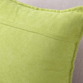 Madizz Set of 2 Short Chenille Throw Pillow Covers 18x18 Inch Green Soft Decorative Cushion Cover for Sofa Bedroom Pillow Shell