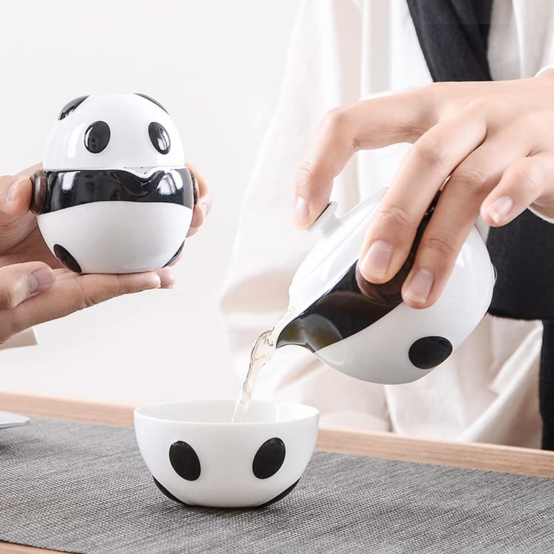 Sizikato Tea for One Teapot and Cup Set, Cute Panda