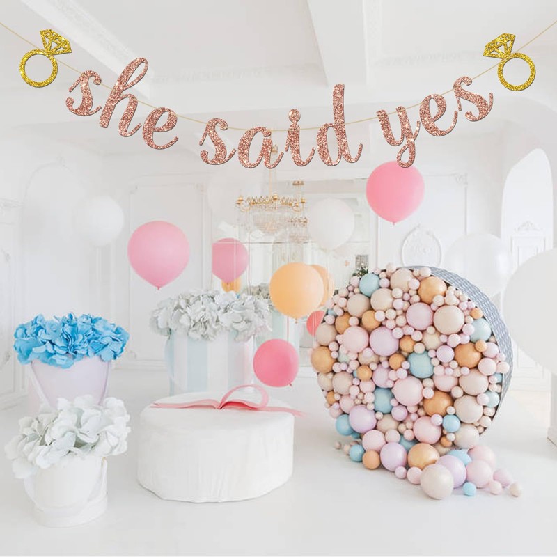 She Said Yes Banner, Bride to Be Party Decorations, Engagent,