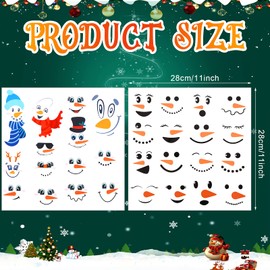 Nezyo 60 Pieces Snowman Stickers for Crafts Small Snowman Face Decals Christmas Vinyl Sticker Wall Decals Lovely Snowman Face Art Decor for Christmas Decorations Party Supplies