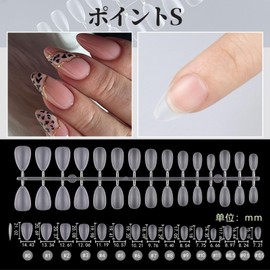 Nail Tips, 240 Pieces, 15 Size Set, Clear Sanded, Nail and Finger Parts, Ultra Thin, Plain, Self Practice, Salon, Case Included (Point S 405)