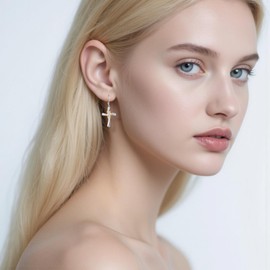 Cross Earrings for Women Sterling Silver Religious Christian Dangles Jewellery Baptism Gifts for Mom Wife Friends (cross earrings-infinite earrings)