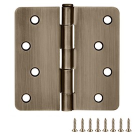 Door Hinges for Interior Doors 6-Pack 4-inch x 4-inch – Rounded 1/4-inch Radius Steel Door Hinge – Antique Brass – Fits Standard Doors – Design House 186080
