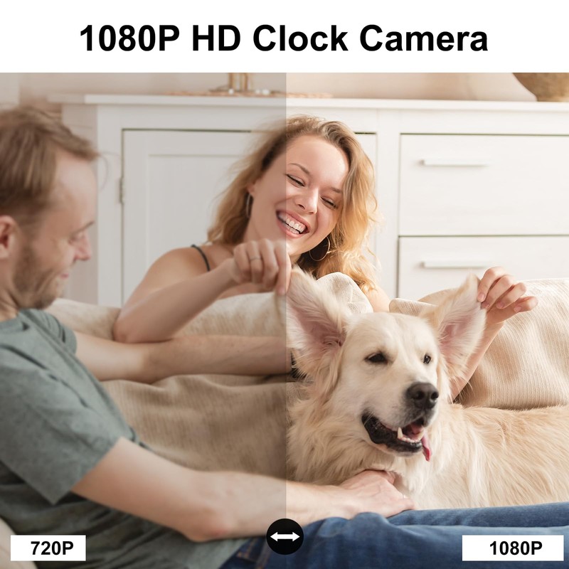 Clock Camera,1080P Mini Portable Cameras Nanny Can Video Recorder with