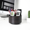Czzmy Round Leather Art Supply Organizer,Remote Control Holder,360 Degree Spinning,Multi-Functional