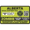 Alberta Zombie Hunting Permit - Hunter Response Team Unit 4" Outbreak Sticker