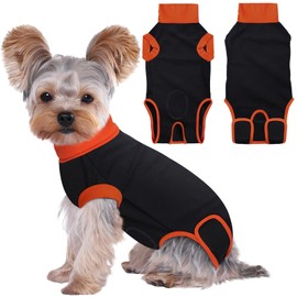 iBuddy 2 Packs Dog Surgical Recovery Suit, Professional Pet Recovery Shirt Dog Abdominal Wounds Bandages for Male Female，Anti Licking Breathable Dog Shirt Size X-Small