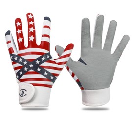 hisptgo Youth Baseball Batting Gloves & Softball Batting Gloves with Super Grip, for Boys & Girls (White, Medium-Large)