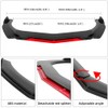 Front Bumper Lip Chin Spoiler Splitter Glossy Black W/Red Diffuser