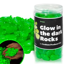 Graham Products Glow in The Dark Rocks - 450 Pieces Multicolored - Solar-Charged Glow Pebbles for Indoor & Outdoor Gardens - Fish Tank Decorations & Walkway Accents