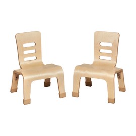 ECR4Kids Bentwood Chair, 8in Seat Height, Stackable Seats, Natural, 2-Pack