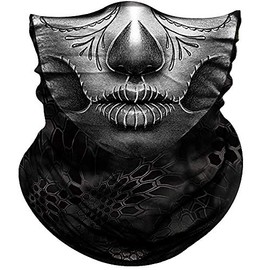 Obacle Skull Face Mask for Women Dust Wind Sun Protection Seamless Bandana Face Mask for Rave Festival Motorcycle Riding Biker Fishing Outdoor Running 3D Tube Mask (Gray Net Face Black Nose)