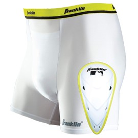 Franklin Sports - Pantalón Corto de compresión para Adulto con Taza, Blanco, Mediano