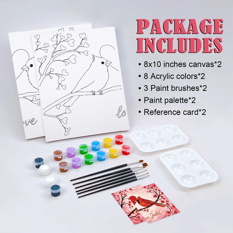 Nuberlic Sip and Paint Paint Kits for Couples Love Birds