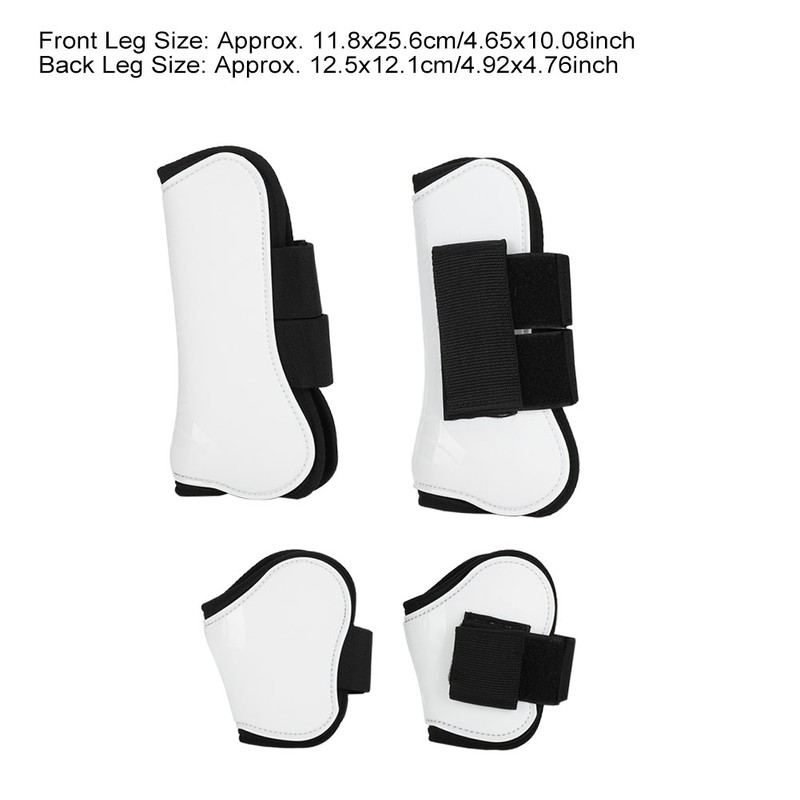 4PCS White PU Shell Horse Front Back Leg Guard Boot