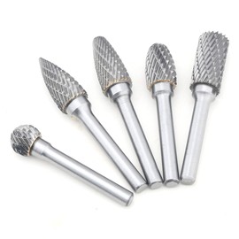 SYCEES rasp set of 5 pieces, drilling machine, ball cutter, cylinder cutter, router, cone cutter, 6 x 12 mm