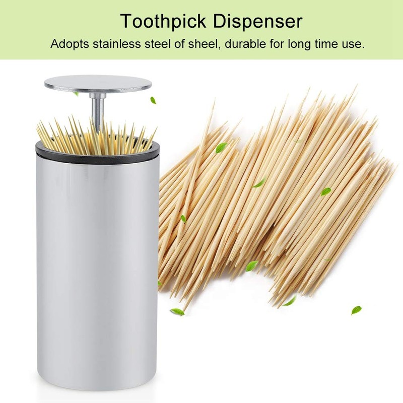 Hygienic Toothpick Dispenser, Pressing Type Tooth-Pick Holder, Durable Fully Enclosed