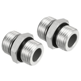 PATIKIL G1/2 x G1/2 Male Thread Pipe Adaptor 2 Pack Hex Nipple Pipe Fitting Silver Tone