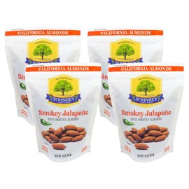 Smokey Jalapeno Almonds (16oz) Steam Pasteurized Roasted Almonds from the Sohnrey Family Farm (4-Pack)