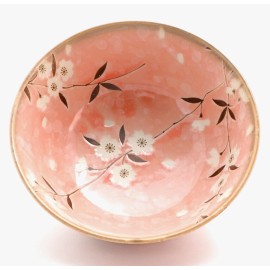 Unmarked Japanese Ramen Bowl 6.6" – Pink Cherry Blossoms – Made in Japan Ceramic