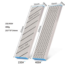 QZATACAEN Diamond Whetstone Flattening Stone Lap Plate Double Sided (150 & 400) Grit Diamond Sharpening Plate Mounting Stone Flat Plate 253 × 70 × 14 mm