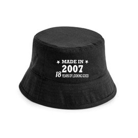 Print4U Totally Awesome Made in 2007 Bucket Hat 18th Birthday Age 18 Men Ladies Black LXL