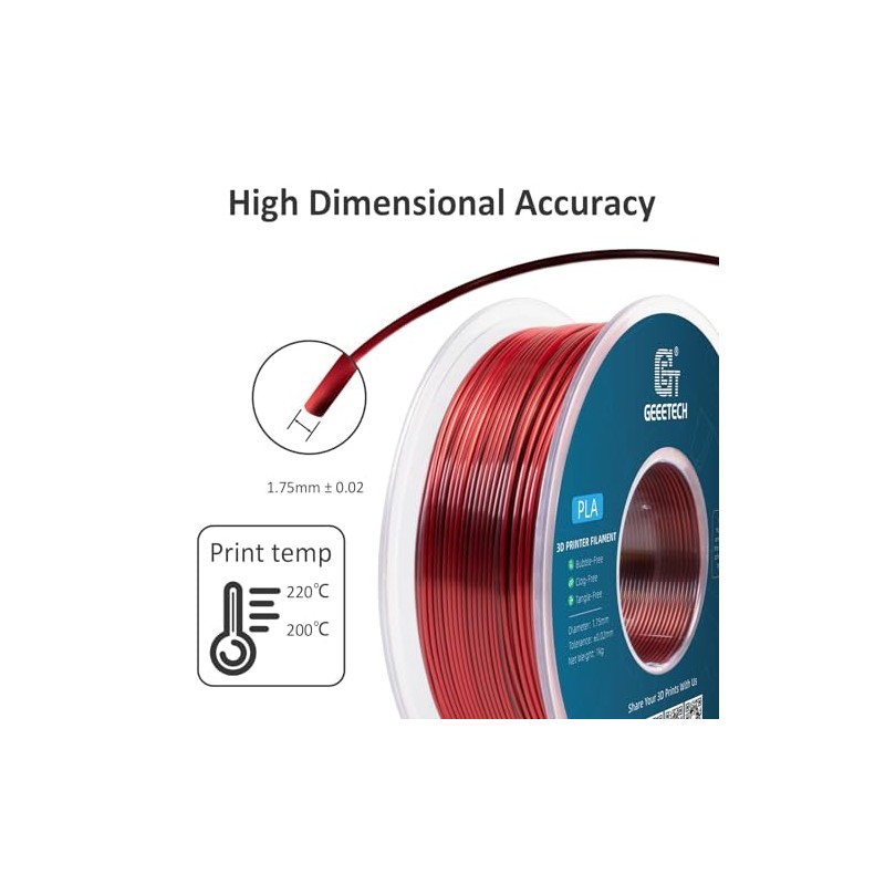 GEEETECH Silk PLA 3D Printer Filament 1.75mm, Silk Dual Color