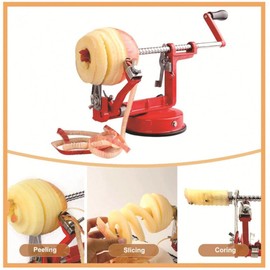 Apple Peeler & Corer Slicer – Stainless Steel Heavy-Duty Die Cast Magnesium Alloy, Durable Peeler for Easy Apple Slicing and Coring (Red)