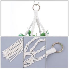 Macrame Plant Hanger, 2 Pack Boho Hanging Planters Baskets with Hooks, Crochet Braided Cotton Rope Flower Pot Holder for Indoor Outdoor Home Decor, No Tassels, Ivory, 20 Inches