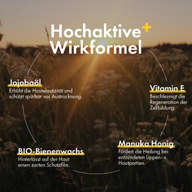 MANUKA Honey Lip Balm – Soothing Lip Care for Dry, Inflamed & Herpes-Prone Lips – Natural Healing Balm with MGO-Rich Manuka Honey – Deep Moisture, Protection & Repair for Sensitive Lips