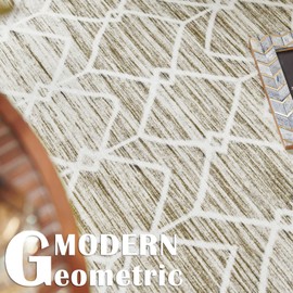 jinchan Moroccan Runner Rug 3x10 - Kitchen Machine Washable Runner Rug Modern Geometric Low-Pile Lightweight Non-Slip Carpet for Entryway Hallway Laundry Room Bedroom Bedside (3x10ft,Taupe)