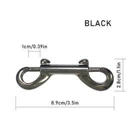 Ceqiny 6 Packs 3.5in Bolt Snap Hook Clasp Buckle Clip Double Ended Bolt Snap Zinc Alloy Hook Spring Loaded Hook for Purse Making Key Chain Linking Dog Leash Collar Handmade Crafts DIY Project, Black