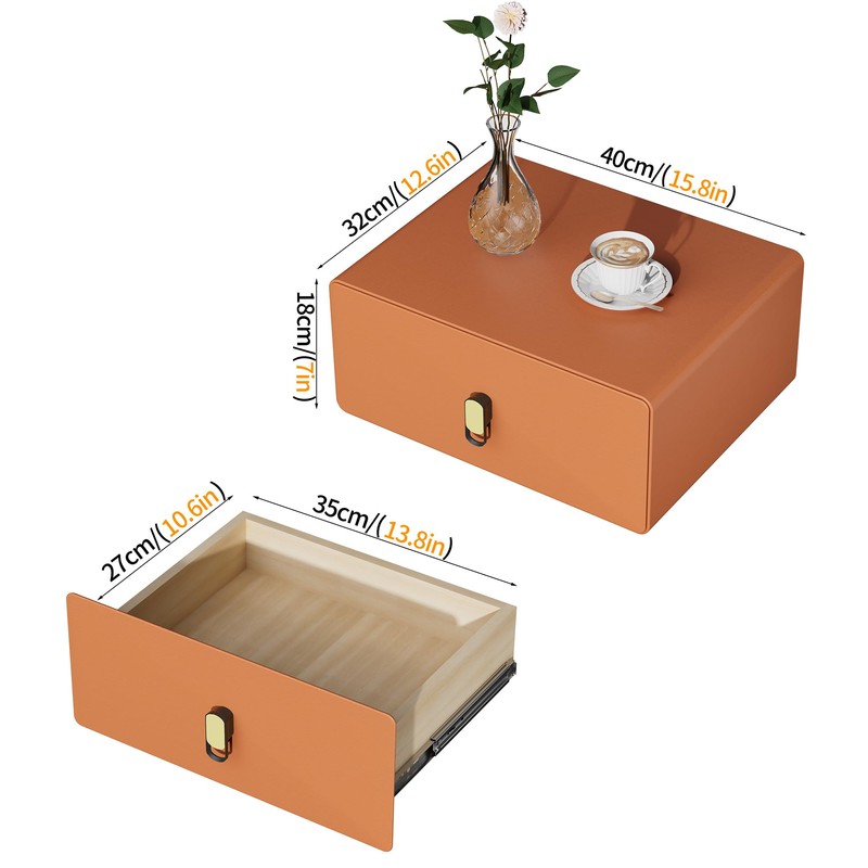 VICITON Modern Floating Nightstand with Solid Wood Drawer, Wall Mounted