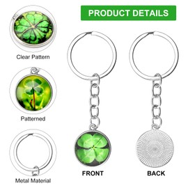 Pack of 12 Lucky Charm Clover Key Chains, Lucky Clover Bag Pendant, Small Four Leaf Clover Pendant, Children, Men, Women, Good Luck Gifts for New Year's Eve, Housewarming, New Job, Green