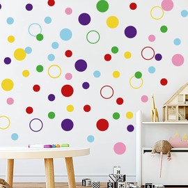 366 Pieces Polka Dots Wall Sticker Colorful Round Wall Decals for Kids Boys Girls Bedroom, Playroom, Living Room and Nursery Room ( 5 Sizes, 6 Colors)