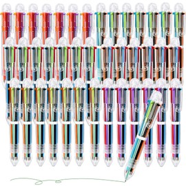 Mluchee 100 Pack Multicolor Pens All In One 6-in-1, Party Favors Back to School Pens, Bulk Fun Pens for Adults Student Gifts, Retractable Rainbow Cool Color Ballpoint Pens Thanksgiving Christmas Gifts
