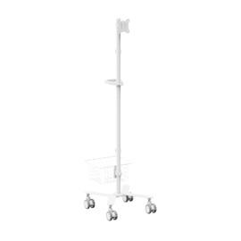Mount Plus Mount Plus C09 Height Adjustable Mobile Medical Computer Monitor Display Cart with Wheels and Basket Storage | Medical Trolley for Hospital Clinic lab Beauty Salon | Pneumatic Mobile Workstation