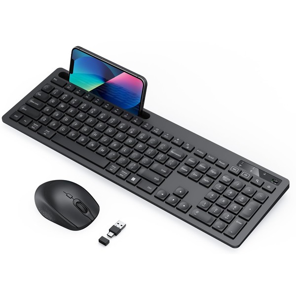 Keyboard and Mouse Wireless, Vivefox Wireless Keyboard with Phone Holder
