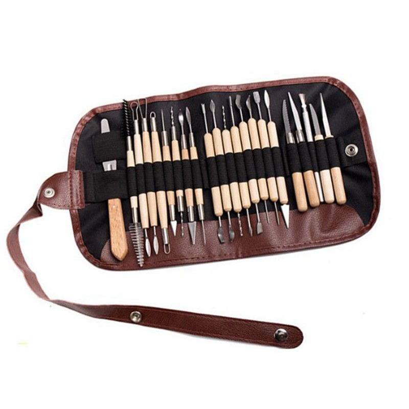 30Pcs Sculpting Tool Pottery Clay Double Ended Wooden Handle Ceramic