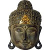 GURU SHOP Carved Buddha Mask with Gold Embellishment Wall Art