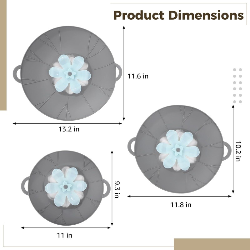 3 Pcs Silicone Spill Stopper Lids, 3 Sizes Splatter Covers,